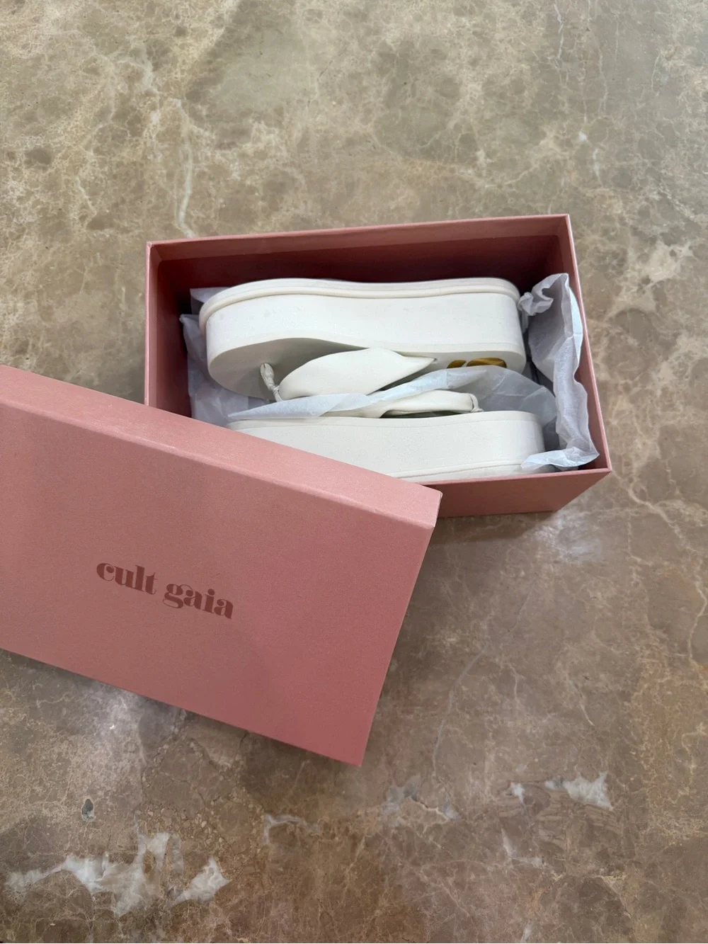 Cult Gaia off white Platform Thong Sandals size 6